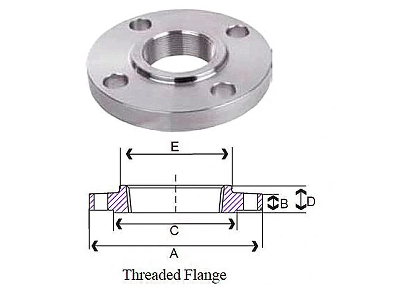 DIN Stainless Steel 304 316 4inch 8inch Thread Threaded Pipe Flange